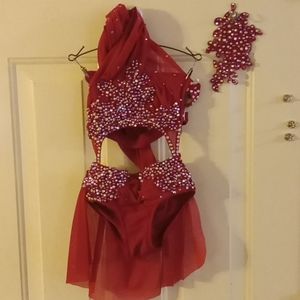 Custom hand beaded lyrical costume with hand beaded hairpiece